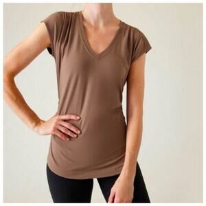 Athleta Outbound V-Neck Cotton Blend Sleeveless Top Brown 1X